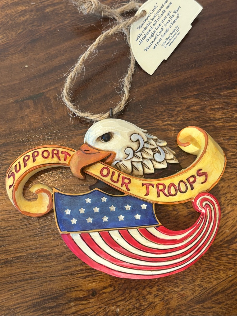 Jim Shore Red White Blue Eagle "Support Our Troops" Ornament